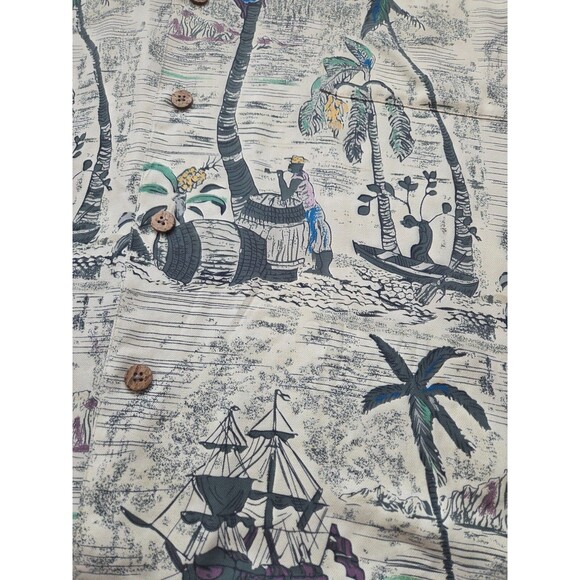 Kahala Shirt Mens 2XL Yellow Silk Button Up Avi Collection Rum Boats Tiki Palm - Picture 3 of 5